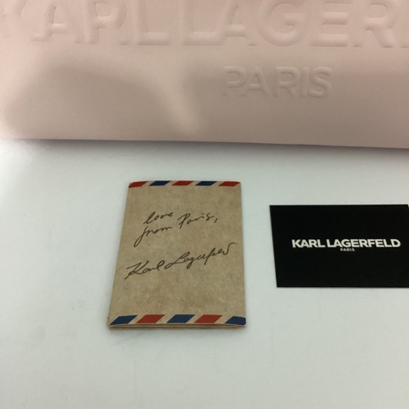 NWT KARL LAGERFELD LARGE BAG TOTE SATCHEL POWDER PINK  LEATHER SILVER CHAIN - Picture 11 of 12